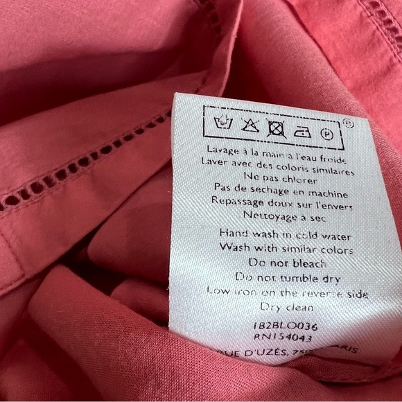 Sezane Blouse Ruffle Pink Rose Rodeo Boho Button Down Eyelet Lace Western Paris - Picture 9 of 15